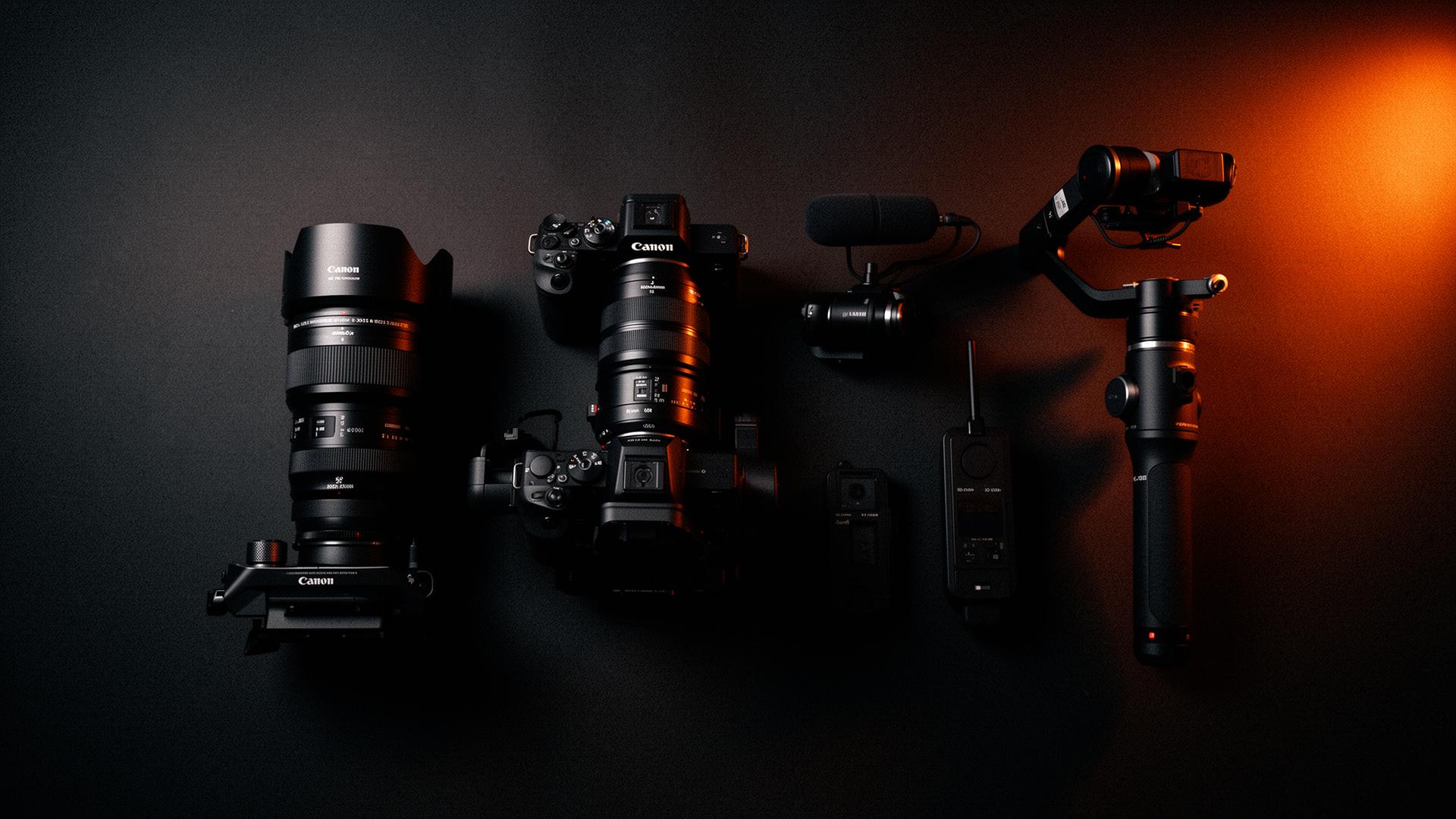Cinema camera and lighting gear ready for a shoot